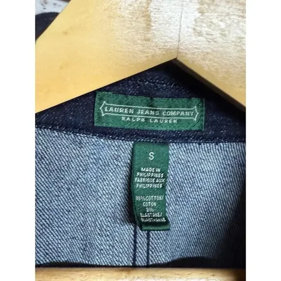 VTG Lauren Jeans by Ralph Lauren Jacket Dark Denim Button Down Classic Safari S - Picture 3 of 9